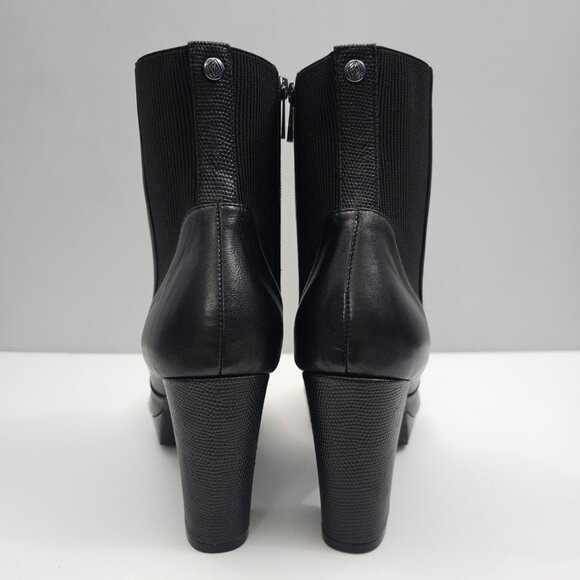 NEW Donald Pliner Labell Ankle Boot Womens 10 Black Leather Platform Heeled - Picture 8 of 15